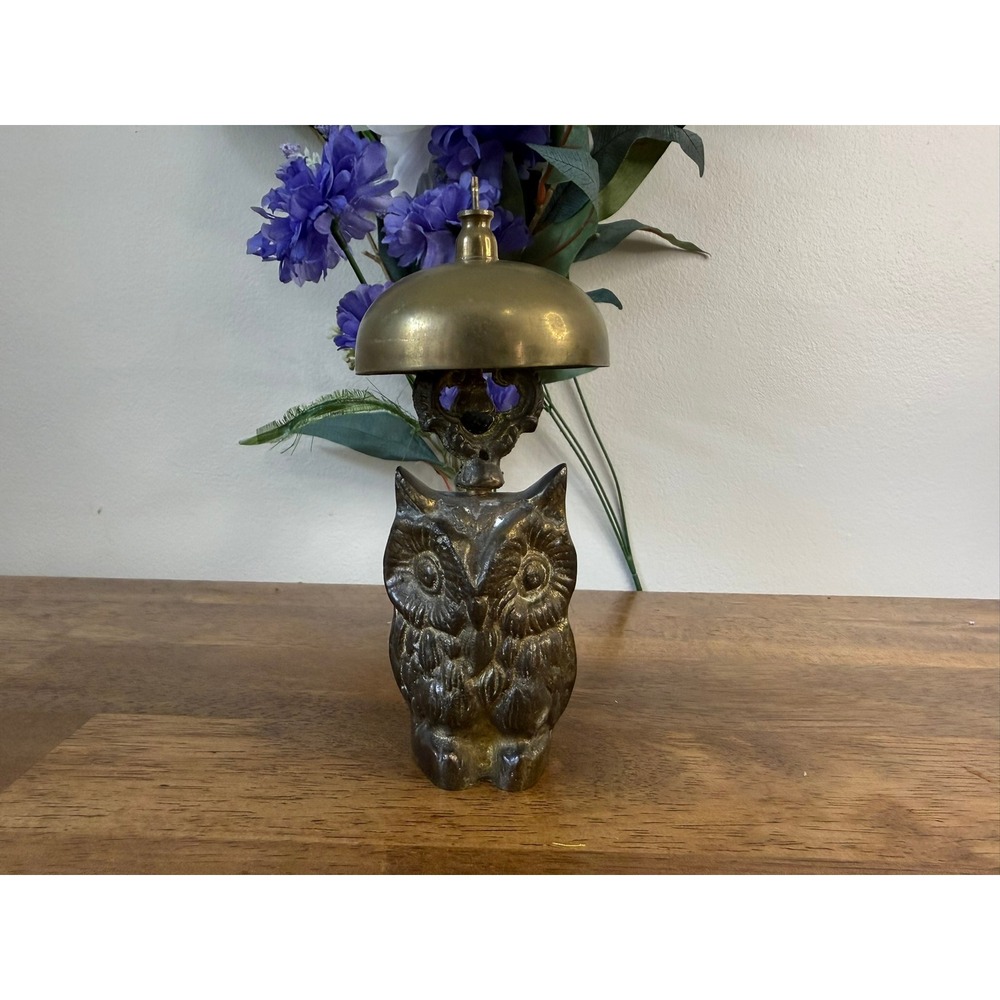 Vintage Brass Ship Wheel Bell Nautical Hand Bell Brass Decor Collectible MCM